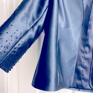 Pea Coat. Preston & York. Dressy. Dark Silvery Blue. Subtle sheen.